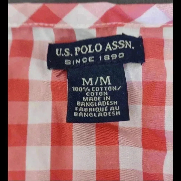 U.S. Polo Assn Red Checkered Short Sleeve Top  Size Medium - Picture 8 of 8